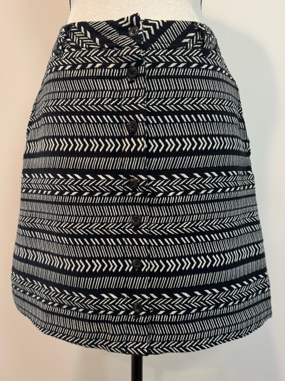 Maeve Anthropologie Fieldnotes Geometric Button Front Skirt 8